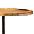 26 Inch Modern Accent Table, Round Tray Top, Dark Green Marble Base, Brown Black Brown Wood Metal