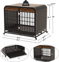 Heavy Duty Dog Crate Furniture Wooden Table Pet Dog Cage Kennel House Indoor Side End Table Decor With Removable Trays And Lockable Wheels For Small Dogs 33