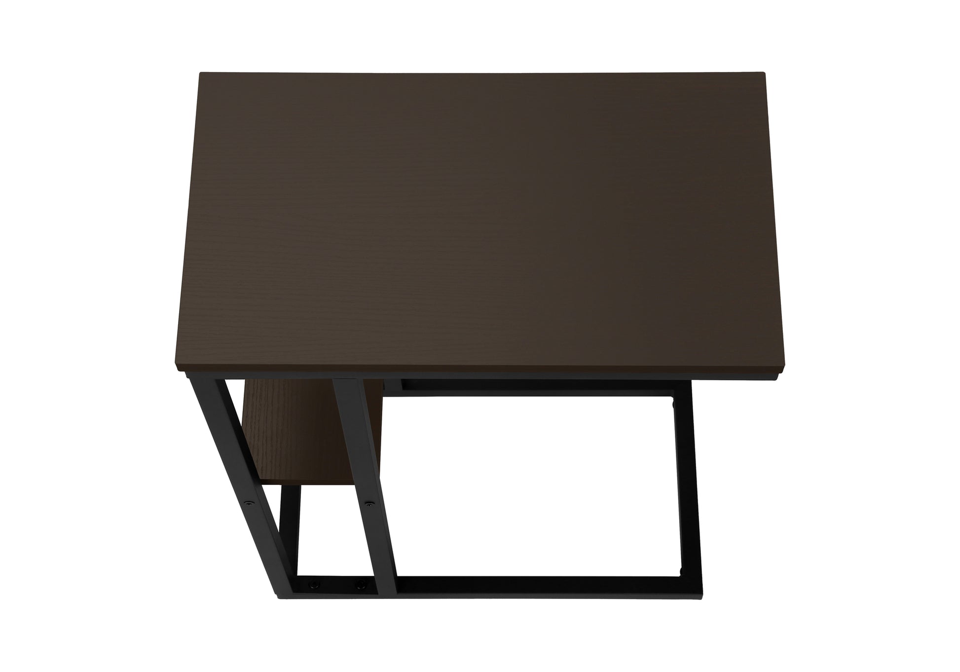 Accent Table, C Shaped, End, Side, Snack, Living Room, Bedroom, Brown Laminate, Black Metal, Contemporary, Modern Espresso Particle Board