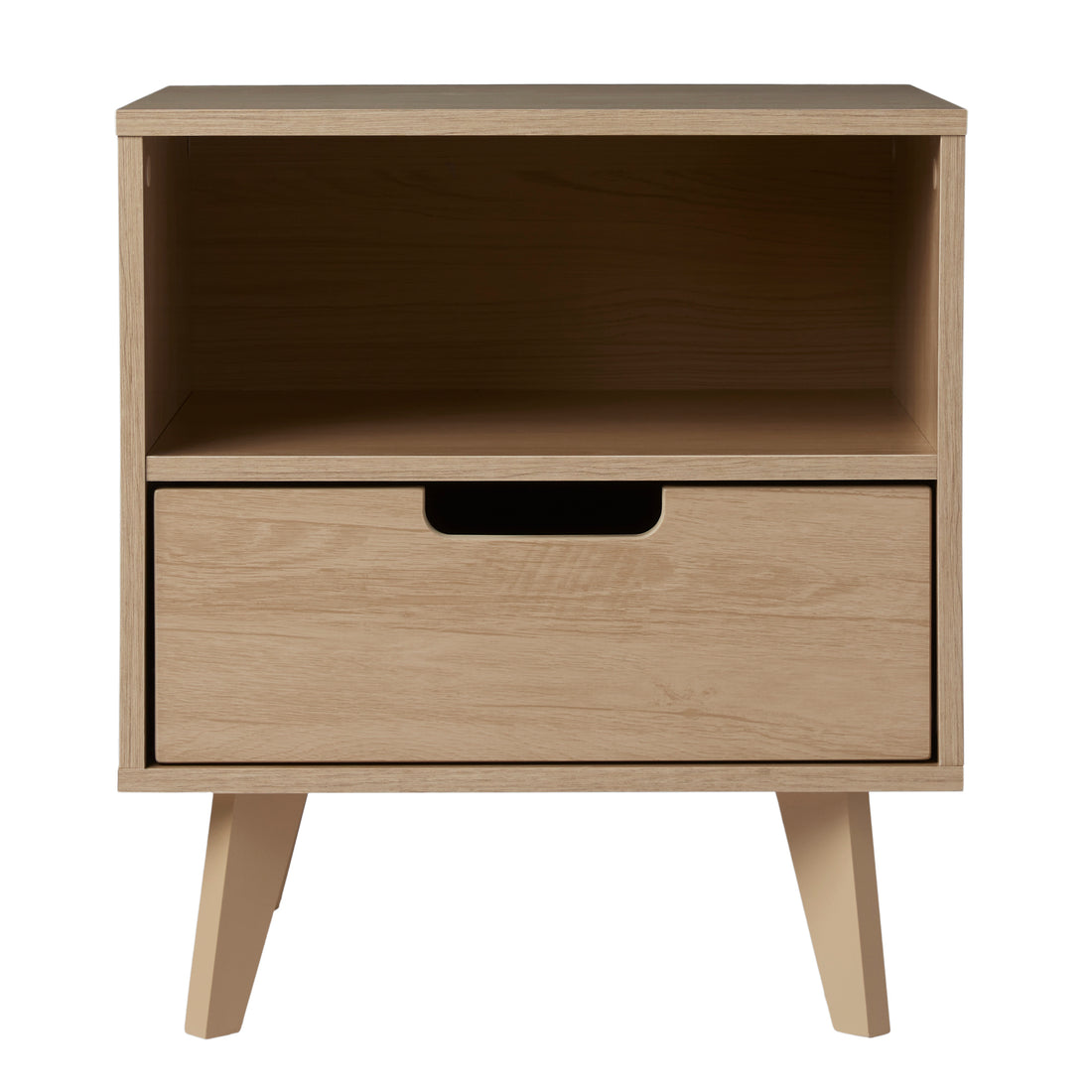 Modern 1 Drawer Nightstand With Open Cubby Riviera Brown Mdf Mdf