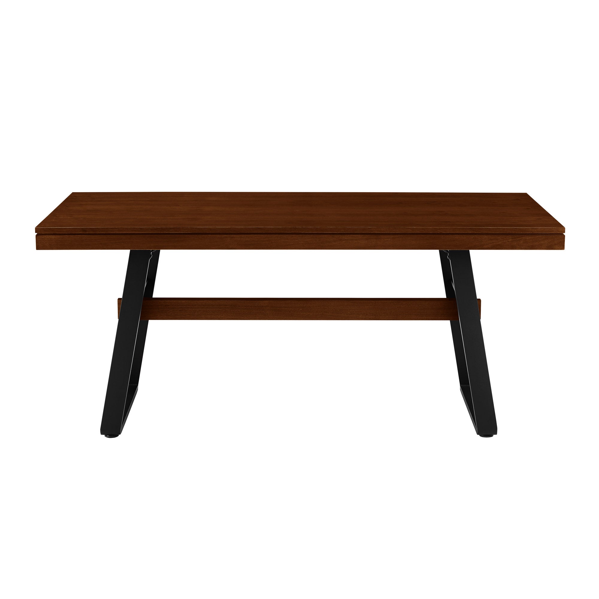 Modern Industrial Metal And Wood Large Dining Table Dark Walnut Dark Brown Mdf Mdf