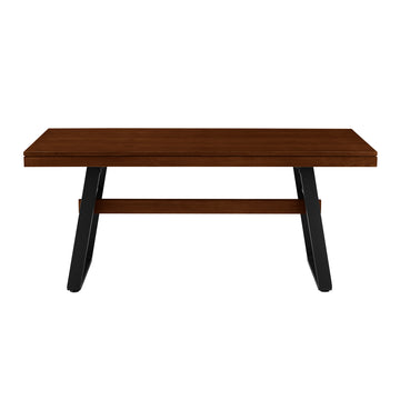 Modern Industrial Metal And Wood Large Dining Table Dark Walnut Dark Brown Mdf Mdf