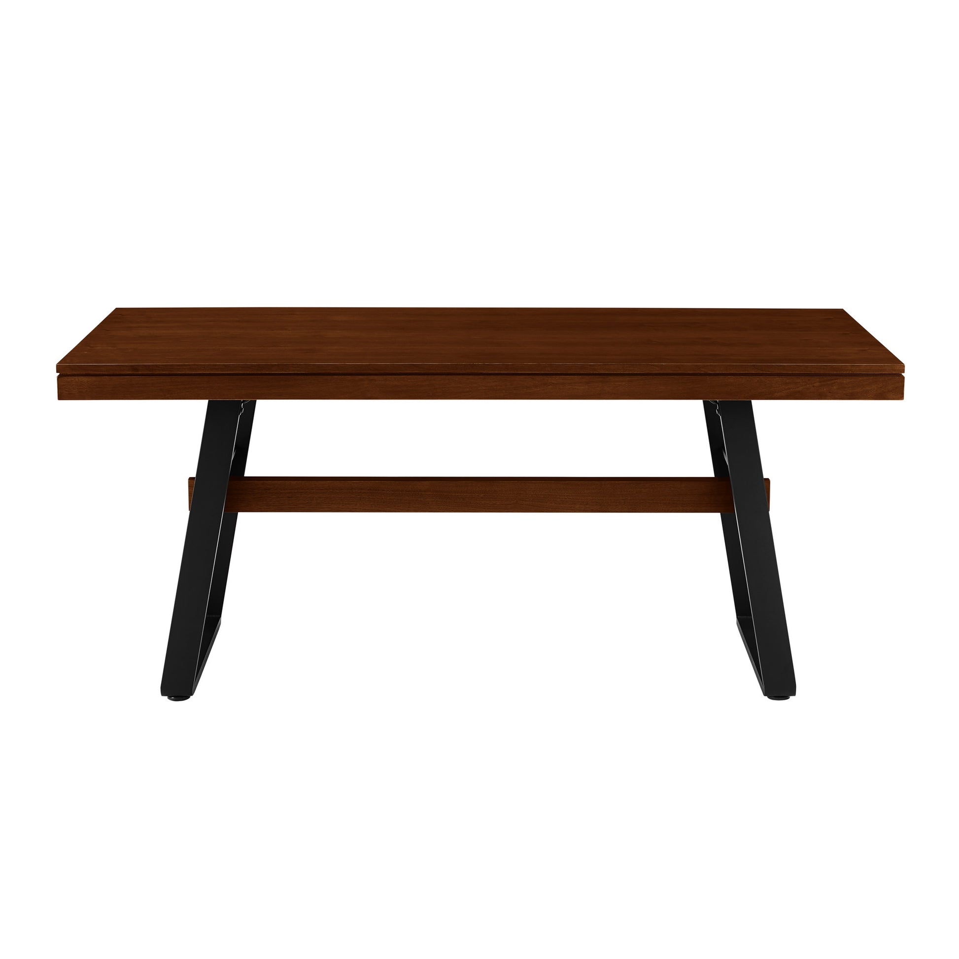 Modern Industrial Metal And Wood Large Dining Table Dark Walnut Dark Brown Mdf Mdf