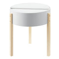 White And Natural End Table With Hidden Storage White Natural Primary Living Space Mid Century Modern Pine Round Wood