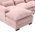 United We Win Modern Large Chenille Fabric U Shape Sectional Sofa Pink Chenille