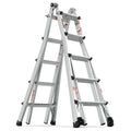 Aluminum Multi Position Ladder With Wheels, 300 Lbs Weight Rating, 22 Ft Metallic Grey Aluminium Alloy