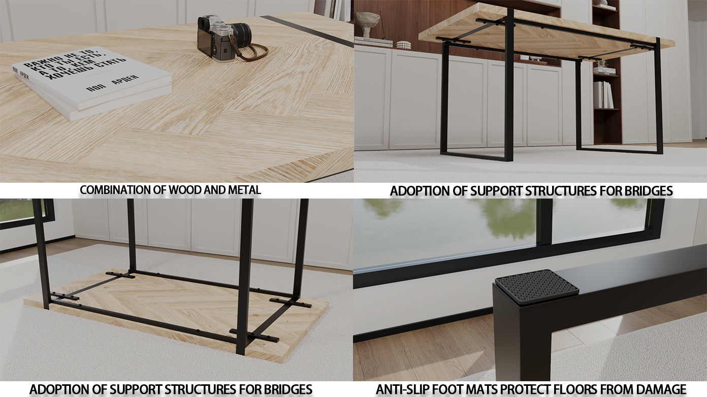 Mdf Light Wood Dining Table And Modern Dining Chair 4 Piece Set, Medieval Wooden Kitchen Dining Table Set, Rectangular Metal Base, Dining Table And Suede Chair Brown Green Mdf