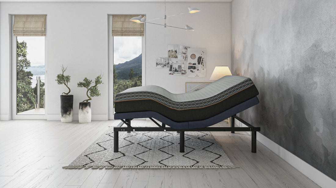 Bt3000 Queen Adjustable Bed Base With Head And Foot Position Adjustment Box Spring Not Required Queen Blue Grey Steel