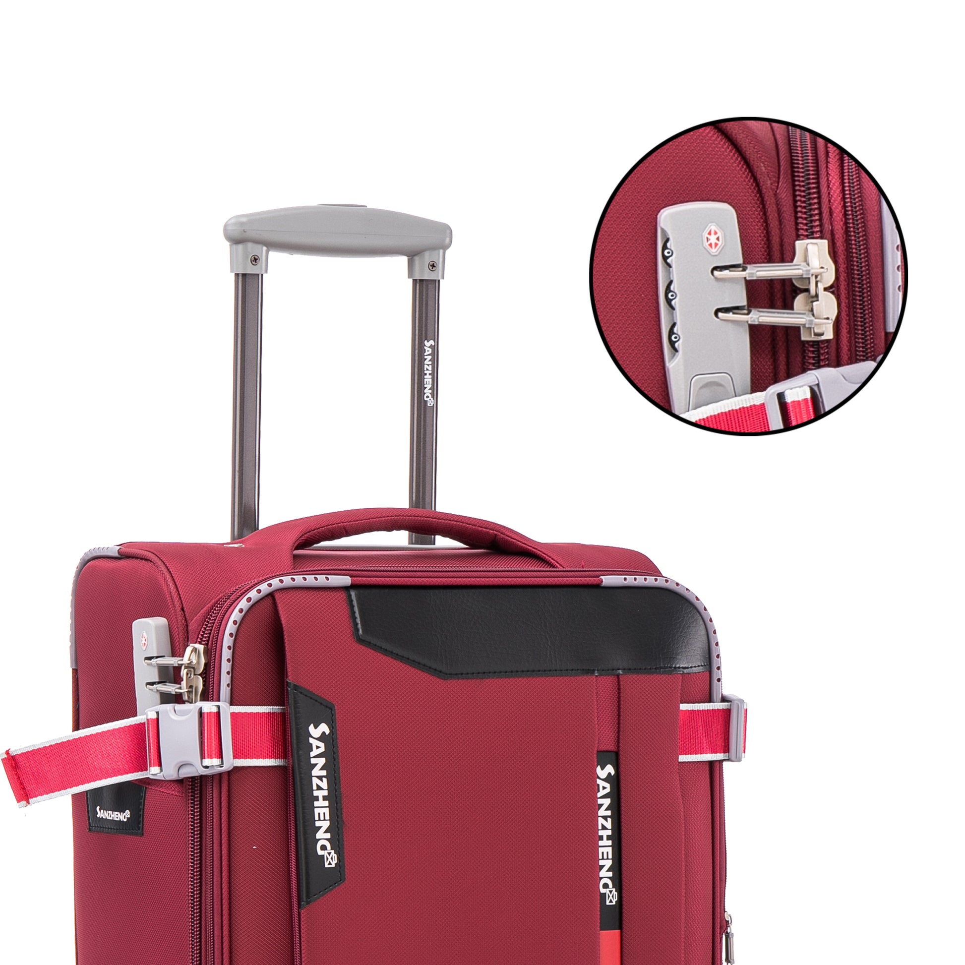 Softside Upright Luggage Set Expandable, Lightweight,4 Piece 20 24 28 32 Claret Red Fabric