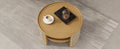 2 Tiered Round Natural Wood Coffee Table With Storage Rattan Base In 31.3'' Natural Rubber Wood