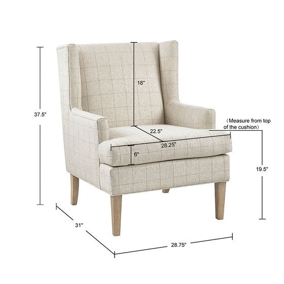 Decker Accent Chair Beige Solid Wood