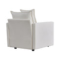 Chenille Fabric Comfy Deep Single Seat Sofa Upholstered Reading Armchair Living Room White Foam Chenille 1 Seat