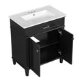 30 Inch Bathroom Vanity With Ceramic Basin, Soft Close Door And Adjustable Shelves Black Bathroom Solid Wood Mdf