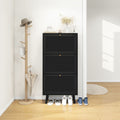 3 Door Shoe Rack, Freestanding Modern Shoe Storage Cabinet, For Entryway Black Mdf