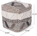 Woven Wool Pouf Multi Fabric