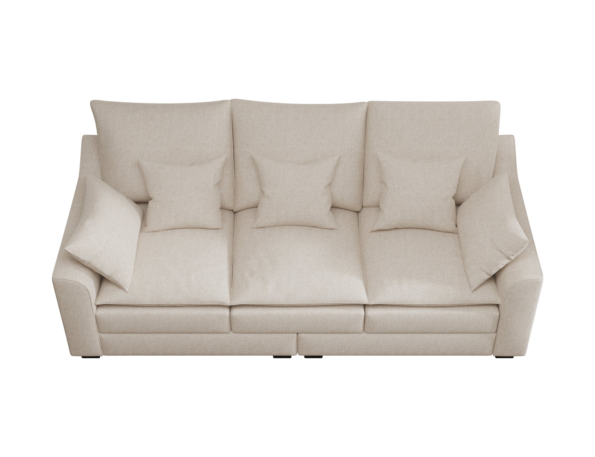 78.7" Sofa Couch 3 Seater Sofa With Pillows Polyester Upholstery Duck Down Filled Cushion Sofa For Living Room Apartment,Beige Beige Polyester Wood Primary Living Space Soft Cushion Back Foam Polyester 3 Seat