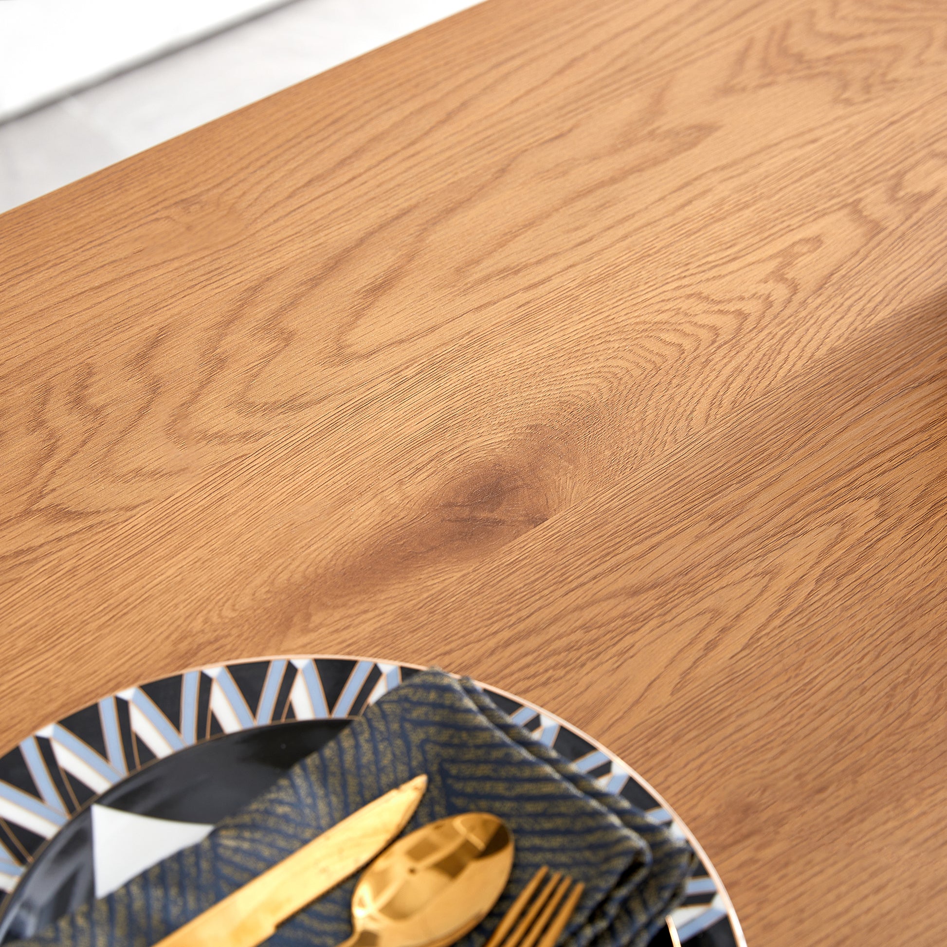 Modern Design Rectangle Mdf Restaurant Wooden Dining Table With Metal Frame Walnut Brown Triangular Dining Room Modern Floor Mount Kitchen & Dining Tables Mdf