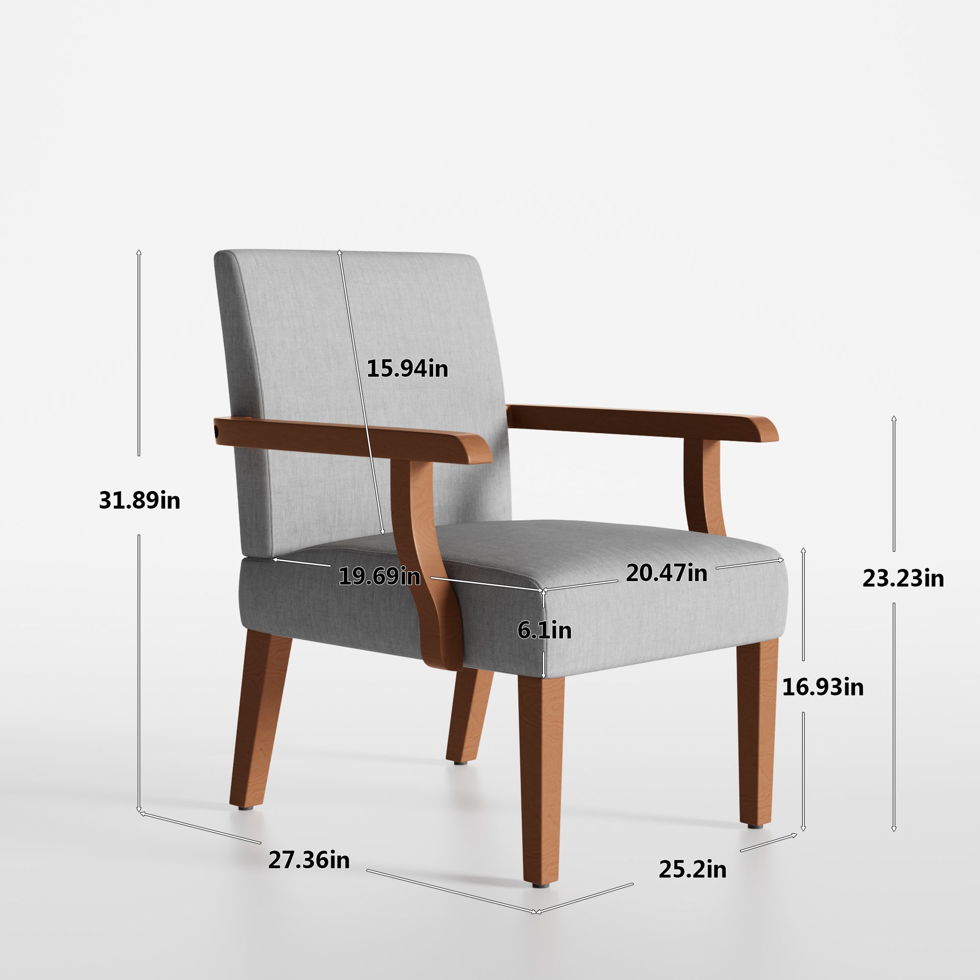 Fabric Accent Arm Chair Set Of 2 With Round Wood Table Light Gray Fabric