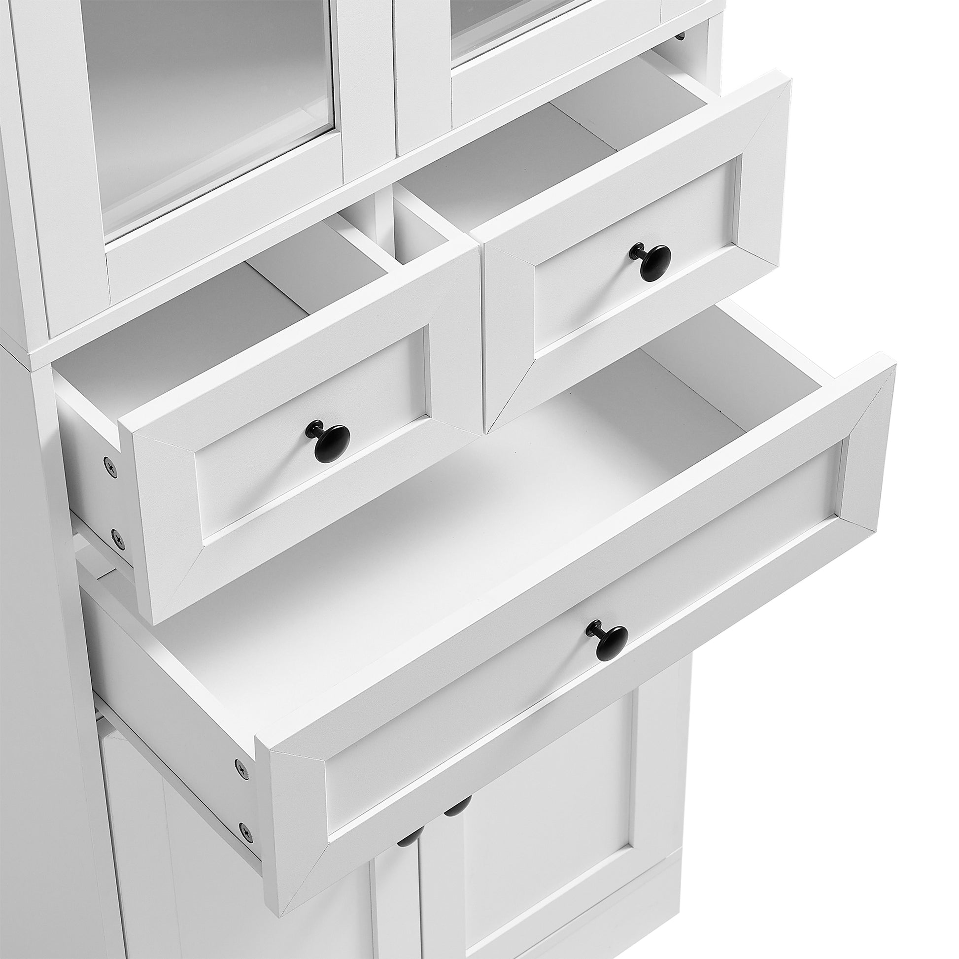 Tall Bathroom Storage Cabinet, Cabinet With Four Doors And Drawers, Adjustable Shelf, Mdf Board, White White Mdf