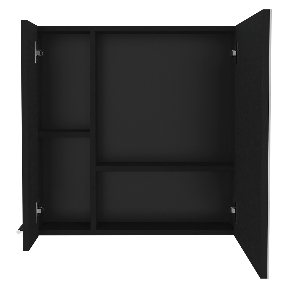 Medicine Double Door Cabinet 23" H,Four Interior Shelves, Black Black Particle Board Particle Board