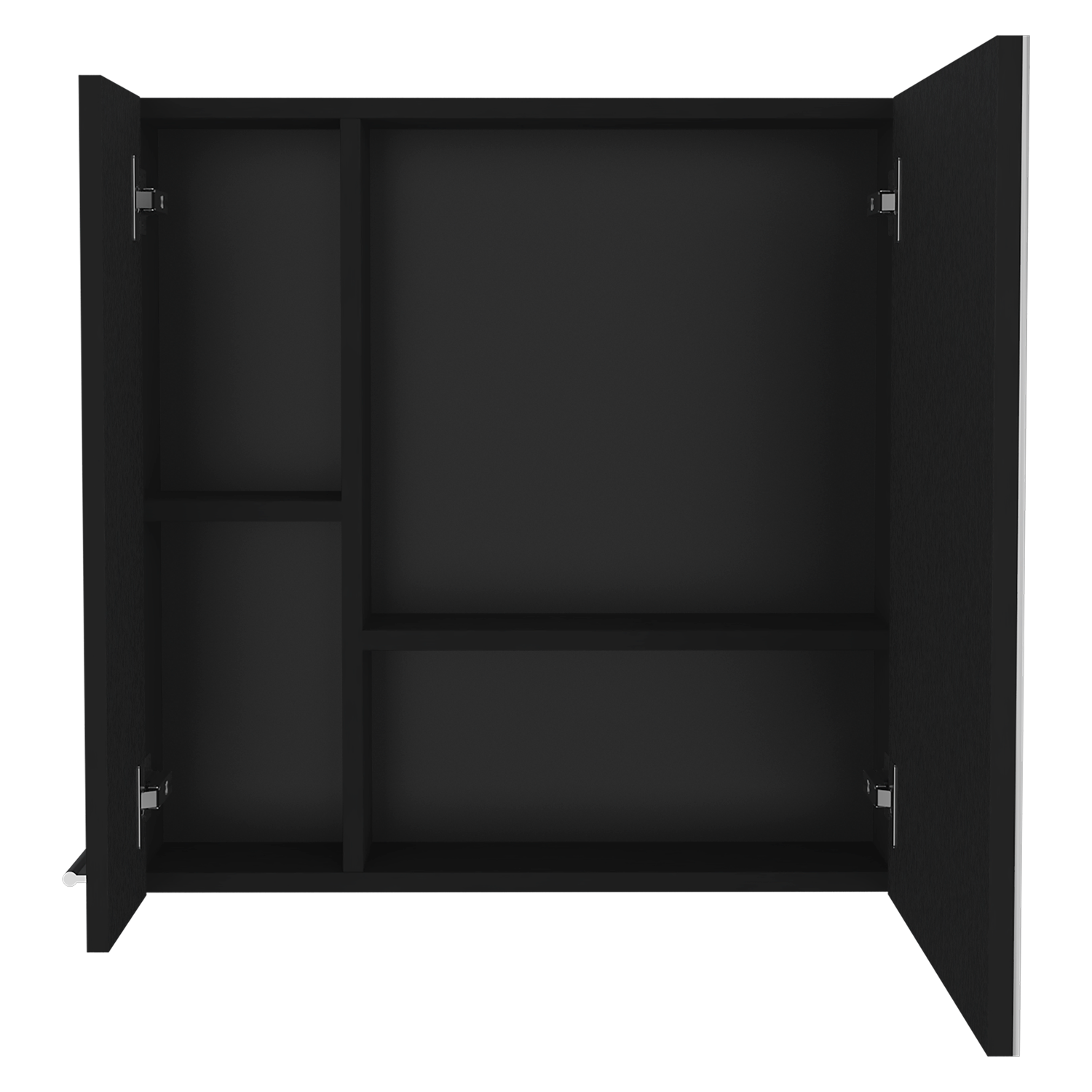 Medicine Double Door Cabinet 23" H,Four Interior Shelves, Black Black Particle Board Particle Board