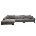 Bella Grey Corduroy Left Facing 3 Piece Sectional Grey Wood Corduroy 4 Seat