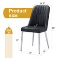 2 Modern Dining Chairs, Smooth Pu Leather Backrest And Silver Toned Metal Legs For A Comfortable Home Experience For Kitchens, Bedrooms And Offices. Black Pu