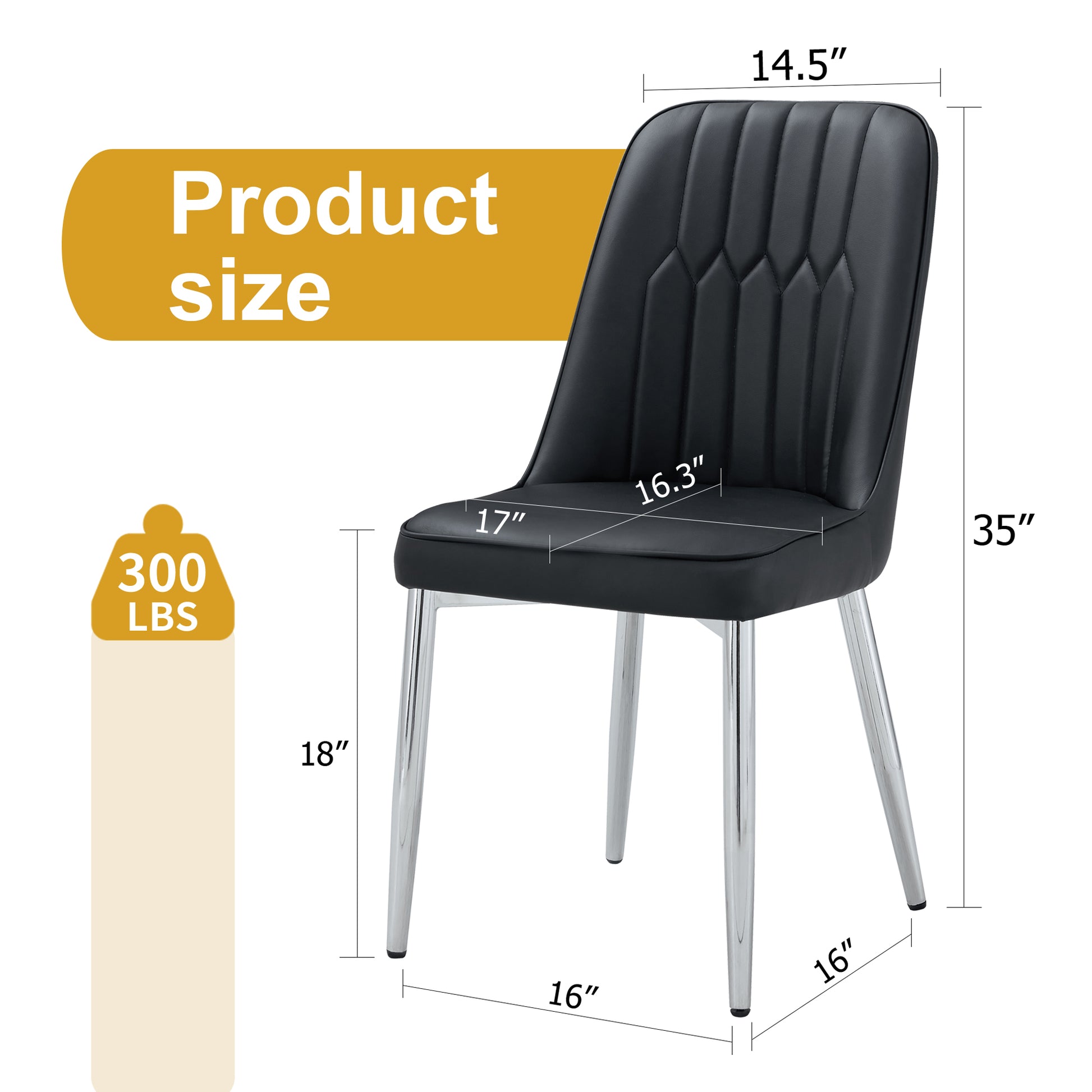 2 Modern Dining Chairs, Smooth Pu Leather Backrest And Silver Toned Metal Legs For A Comfortable Home Experience For Kitchens, Bedrooms And Offices. Black Pu