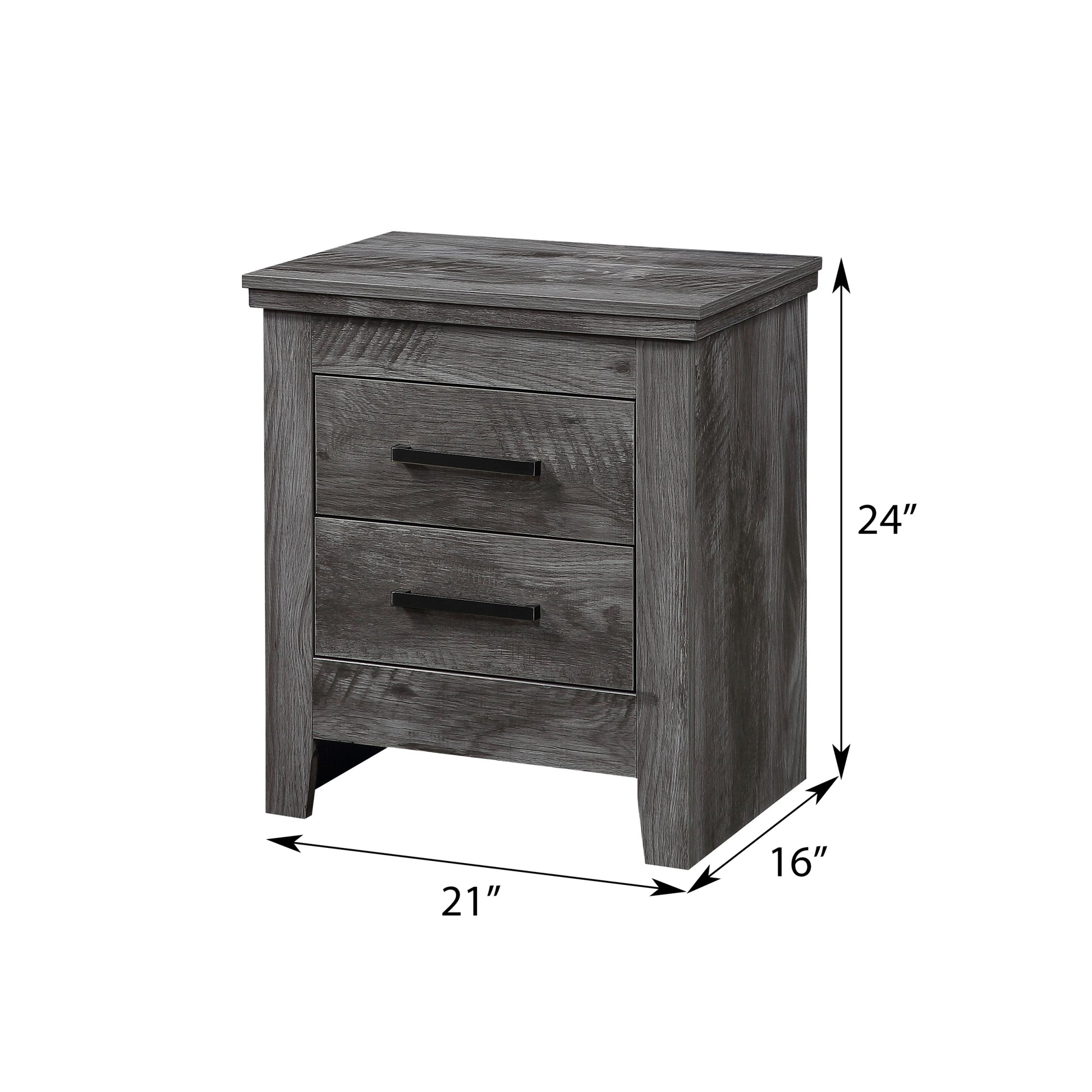 Rustic Grey Oak 2 Drawer Nightstand Rustic 2 Drawers Bedroom Rectangle Industrial Drawers Rust Solid Wood Mdf