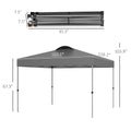 Outsunny 10' X 10' Pop Up Canopy Tent, Instant Sun Shelter With 3 Level Adjustable Height, Top Vents And Wheeled Carry Bag For Outdoor, Garden, Patio, Dark Gray Dark Grey Steel