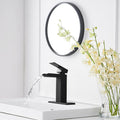 Waterfall Bathroom Faucet Black Single Handle Bathroom Sink Faucets 1 Or 3 Hole Solid Vanity Faucet With Deck Plate & Overflow Pop Up Drain Matte Black One Matte Black Deck Mounted Bathroom Matte Black Stainless Steel