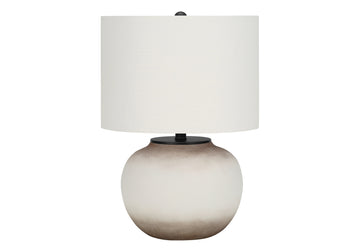 Lighting, 21"H, Table Lamp, Cream Ceramic, Ivory Cream Shade, Modern Cream Ceramic