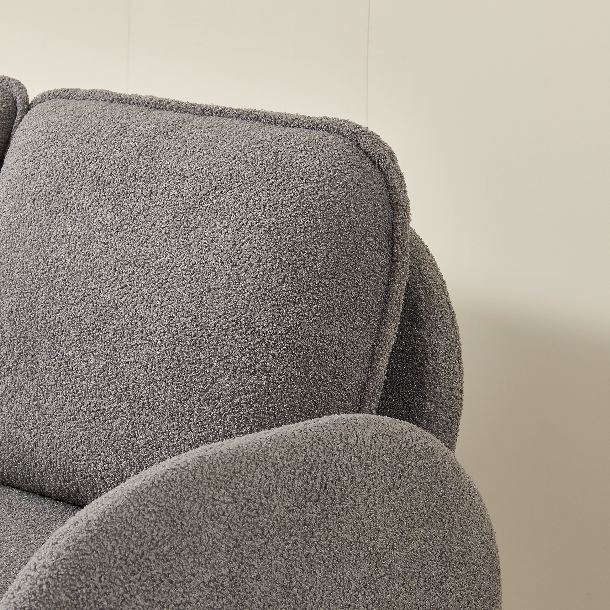 59" Loveseat Sofa Small Couch For Living Room, Sherpa Fabric Upholstered Loveseat Sofa Couch, Small Loveseat Sofa For Apartment, Bedroom Gray Foam Sherpa 2 Seat