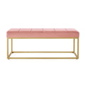 Modern Tufted Channel Entryway Bench Emerald Velvet Upholstered End Of Bed Bench With Metal Frame,Footboard Bench For Living Room, Bedroom Blush Foam Velvet