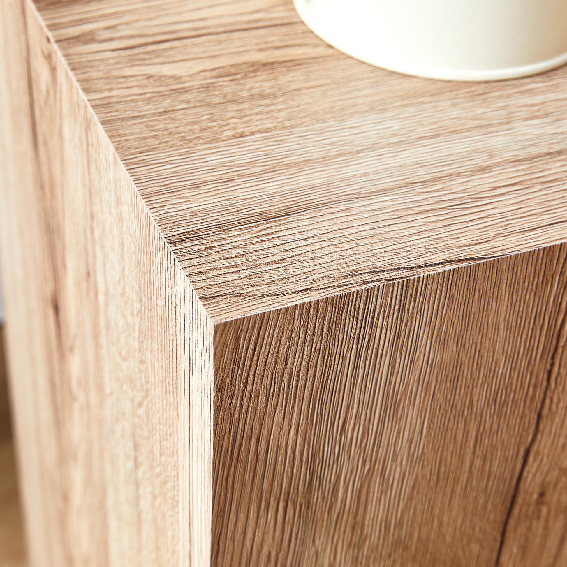 Elevate Your Living Space With This Modern Mdf Coffee Table That Showcases Smooth, Light Wood Color Texture Patterns. It Is Characterized By Stylish Design. Wood Mdf