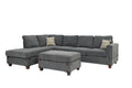 Living Room Furniture Charcoal Chenille Sectional W Ottoman Linen Like Fabric Sofa Reversible L R Chaise Ottoman 3Pc Sectional Sofa Charcoal Chenille Wood Primary Living Space Cushion Back