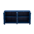 Luxurious Four Door Sideboard With Honeycomb Patterned Doors, Offering Large Storage For Study,Entrance And Living Room Navy Blue Primary Living Space American Design Mdf