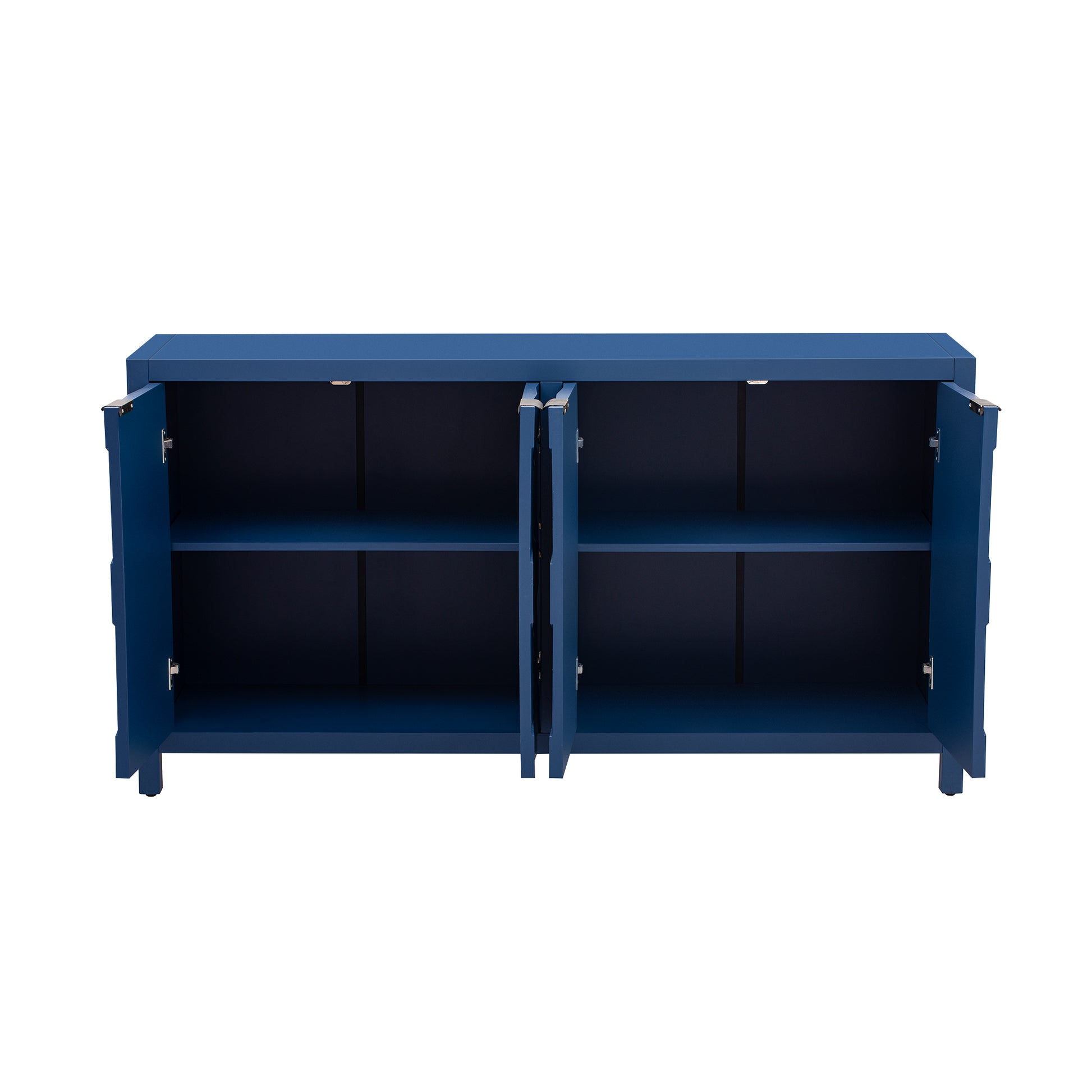 Luxurious Four Door Sideboard With Honeycomb Patterned Doors, Offering Large Storage For Study,Entrance And Living Room Navy Blue Primary Living Space American Design Mdf