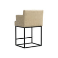 Coolmore Counter Height Bar Stools Set Of 2, Modern Square Bar Stool With Back, Black Metal Frames, Upholstered Bar Stools For Kitchen Island, Pub, Club Khaki Pu Khaki Primary Living Space Foam Pu