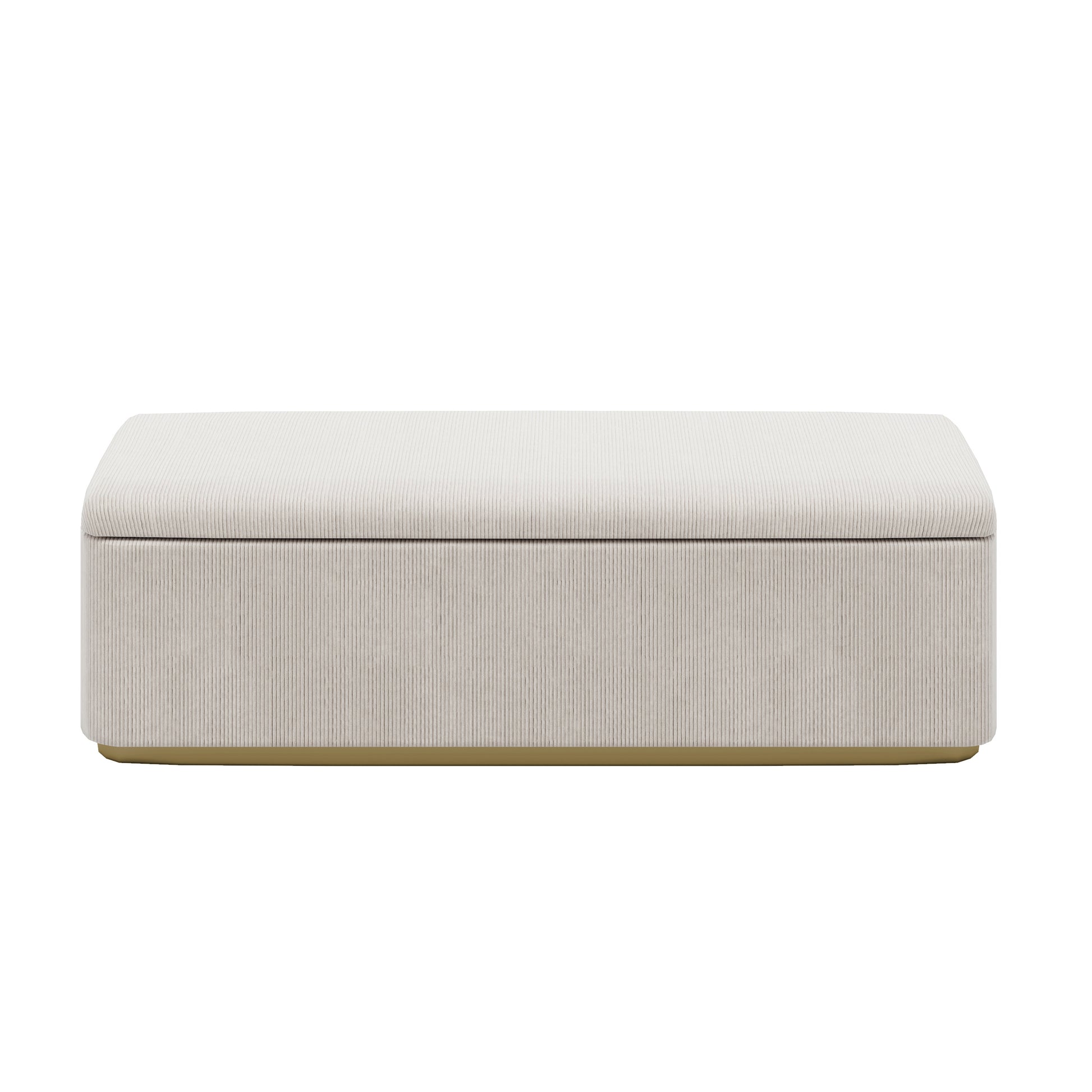 59.1" Corduroy Upholstered Storage Ottoman With Vertical Stripe Design, End Of Bed Bench, For Bedroom And Living Room, Light Grey Light Grey Wood Metal