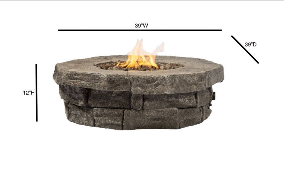 12" H X 39" W Outdoor Fire Pit Table Cm 1020 Acacia Wood Modern Concrete