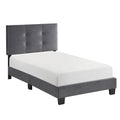 1Pc Twin Platform Bed Dark Gray Velvet Upholstered Adjustable Height Headboard Button Tufted Solid Wood Bedroom Furniture Box Spring Not Required Twin Dark Gray Wood Bedroom Velvet Solid Wood