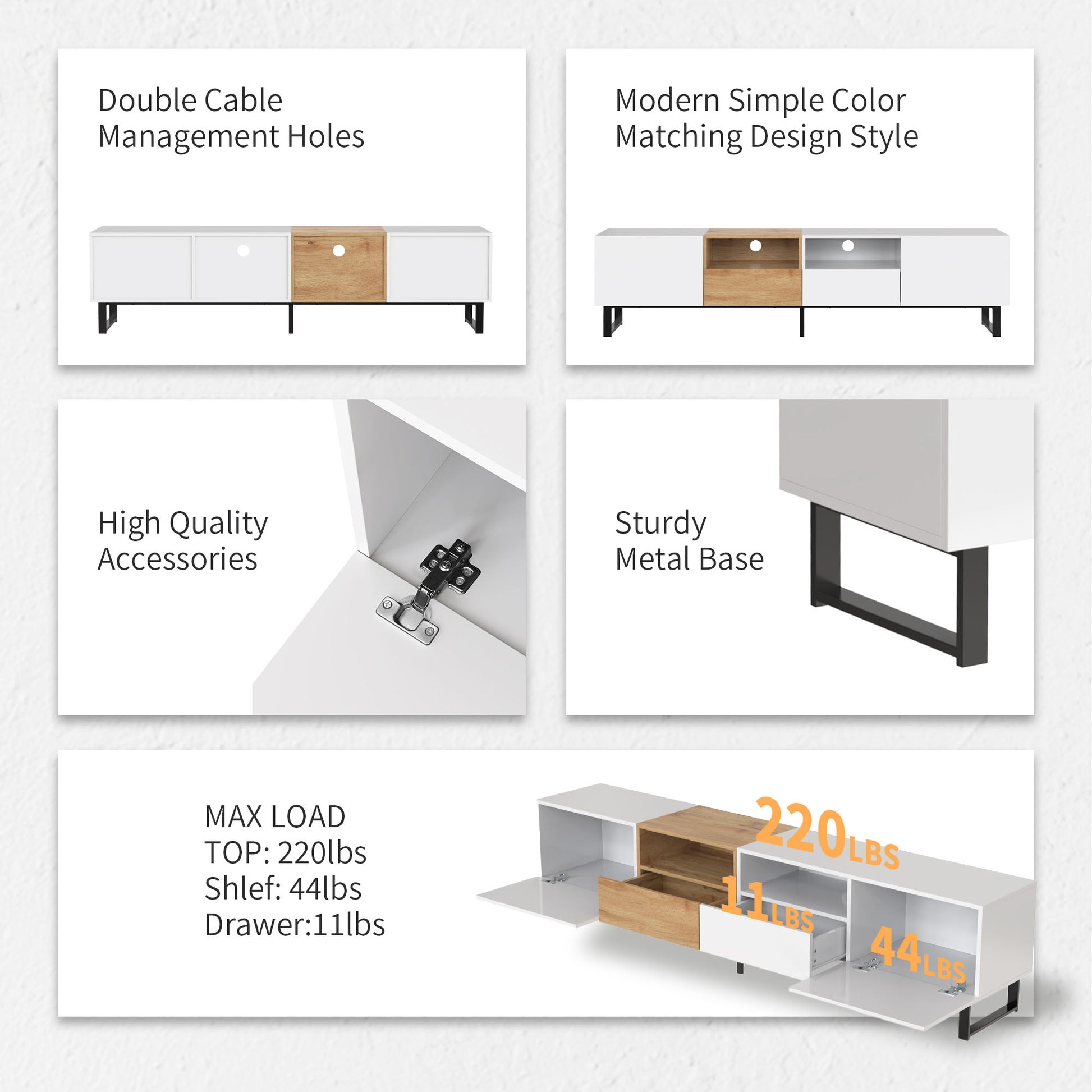 Modern Tv Stand With 2 Cabinets& Open Storage Compartment, Color Matching Media Console Table For Tvs Up To 85'', Entertainment Center With Drop Down Door For Living Room, Bedroom, Home Theatre Wood Brown Primary Living Space 70 79 Inches 90 Inches Or