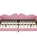 Full Size Upholstered Daybed, Sherpa Fabric Sofabed With Cloud Shaped Backrest, No Box Spring Needed, Pink Full Pink Wood Fabric