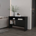 Bylas Console Table In Melamine With Two Doors Y Open Storage, Black Black Primary Living Space Modern Particle Board Melamine