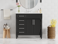 36'' Bathroom Vanity With Top Resin Sink, Freestanding Bathroom Storage Cabinet With 2 Drawers And A Tip Out Drawer, Solid Wood Frame Vanity Set, Height Adjustable Shelf Black Bathroom Solid Wood