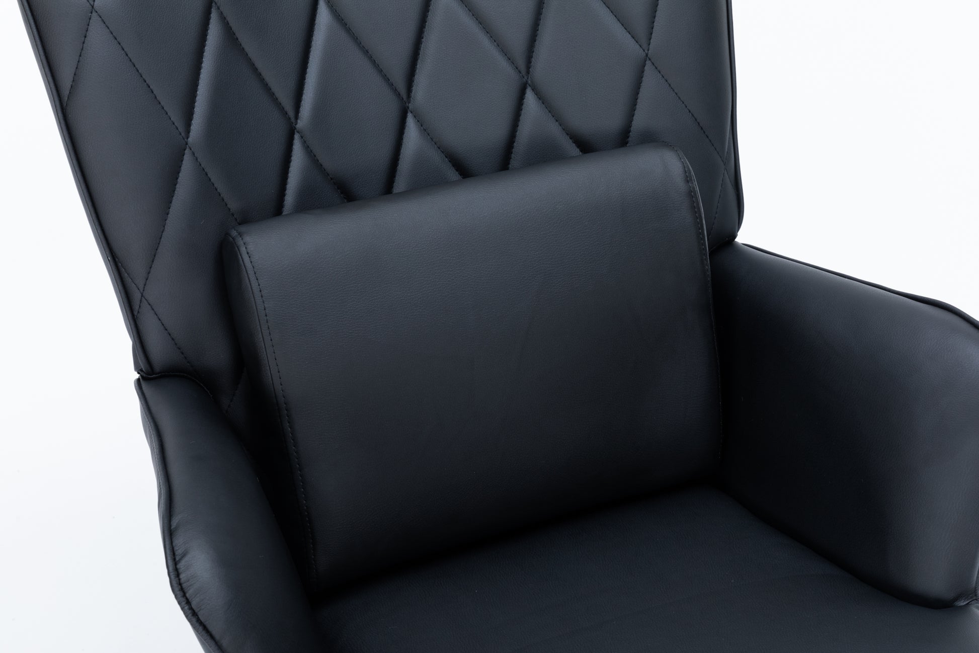 Rocking Chair, Glider Chair,Rocking Accent Chair With Lumbar Pillow And Ottoman For Nursery Living Room Bedroom Black Pu