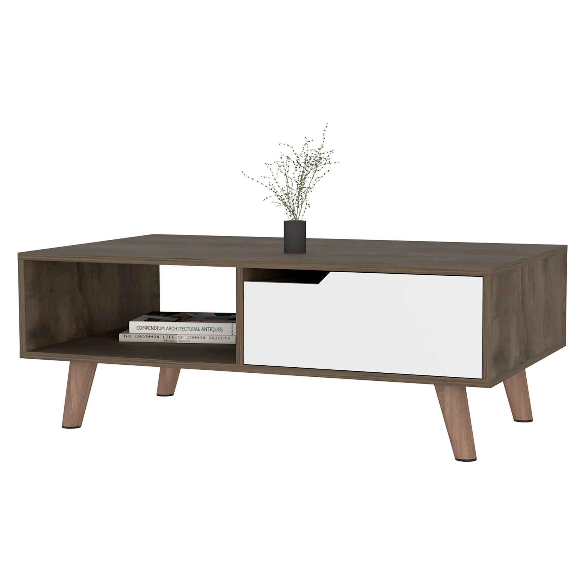 Hamburg Coffee Table 2.0One Open Shelf, One Drawer Multicolor Primary Living Space Contemporary Coffee & End Tables Rectangular Melamine Engineered Wood