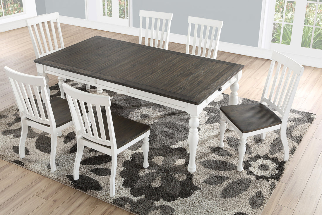 Joanna 5 Piece Dining Set Two Tone White Wood