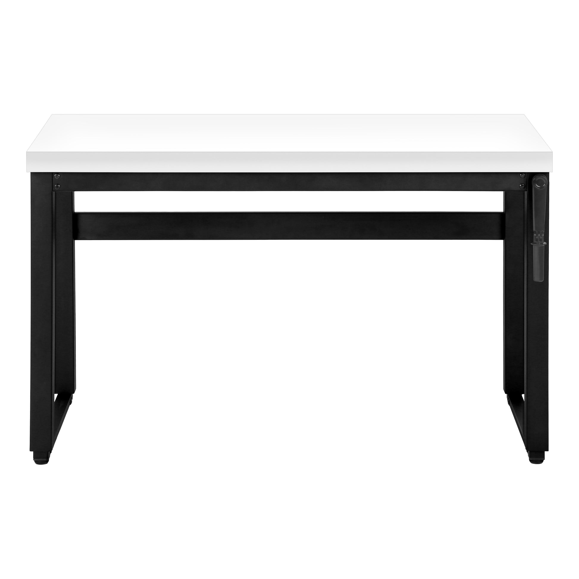 Computer Desk, Home Office, Standing, Adjustable, 48"L, Work, Laptop, White Laminate, Black Metal, Contemporary, Modern White Particle Board